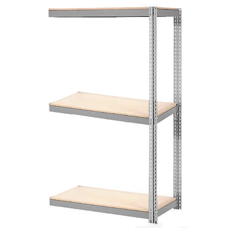 Global Industrial Expandable Add-On Rack 48x18x84 3 Level Wood Deck 1500 lb. Cap Per Level GRY B2297246